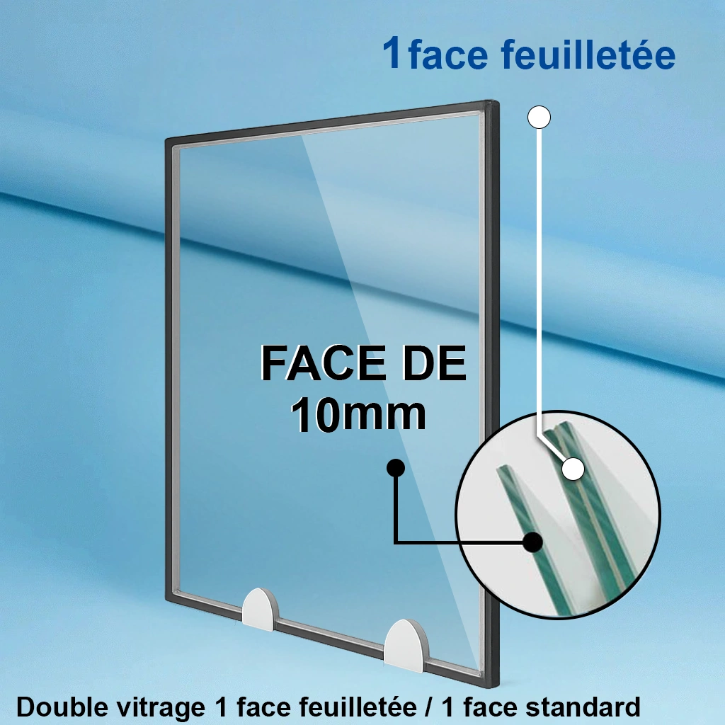 Double vitrage feuilleté : 1 face en 10 mm