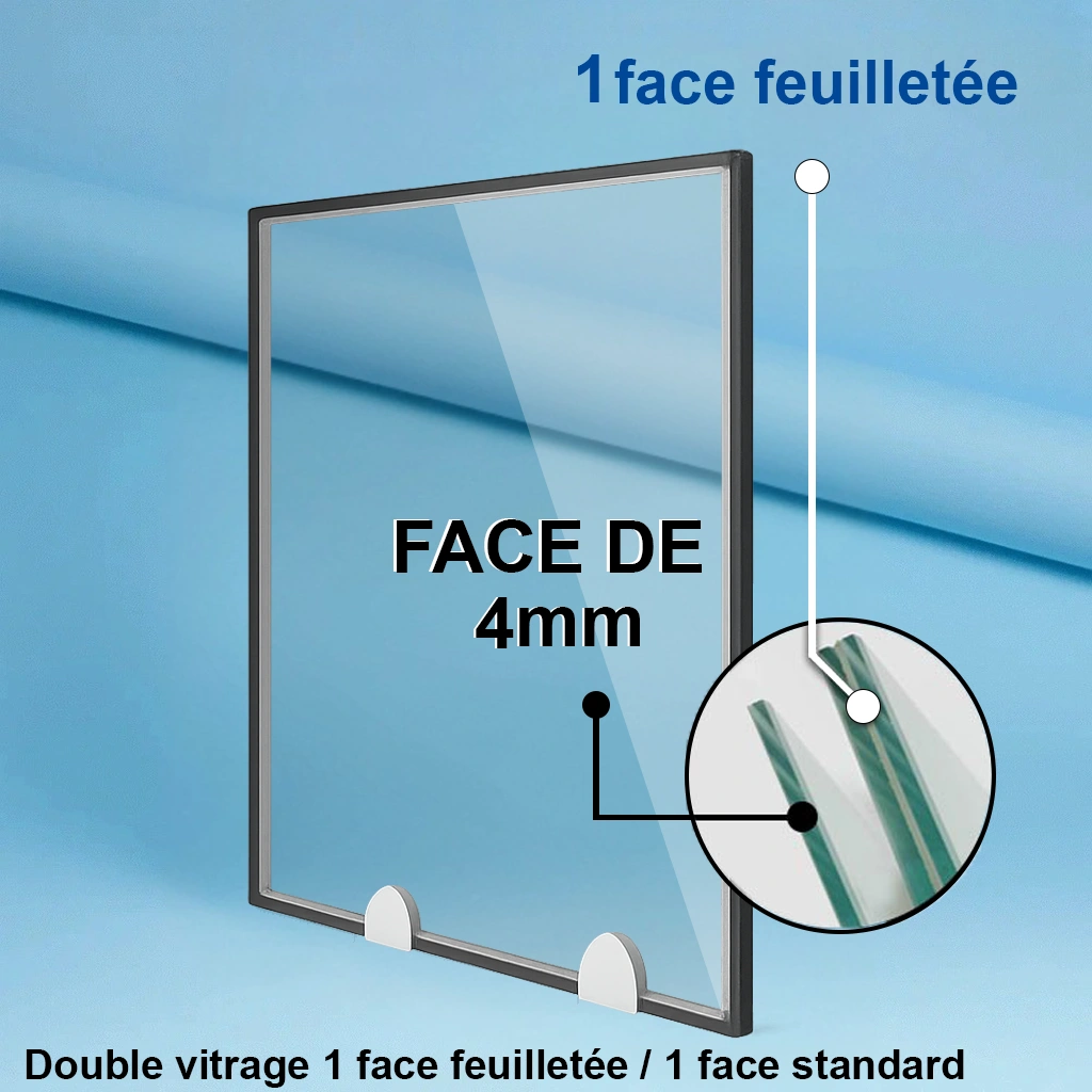 Double vitrage feuilleté : 1 face en 4 mm